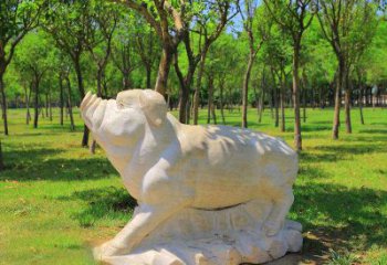 湖北传统十二生肖精美手工猪石雕动物雕塑
