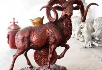 湖北红阳开泰精美的缅甸铜山羊雕塑
