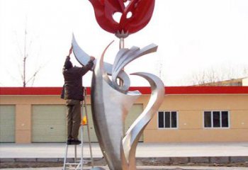 湖北户外大型不锈钢雕塑玫瑰花