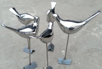 湖北全新设计，优雅帅气的不锈钢鸽子草坪雕塑