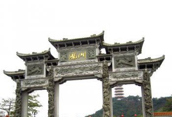 湖北龙山景区大型石头雕塑牌楼，定制之选