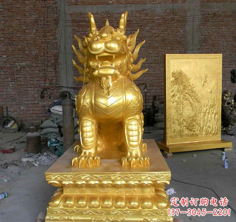 湖北传统雅致，纳福麒麟铜雕精品