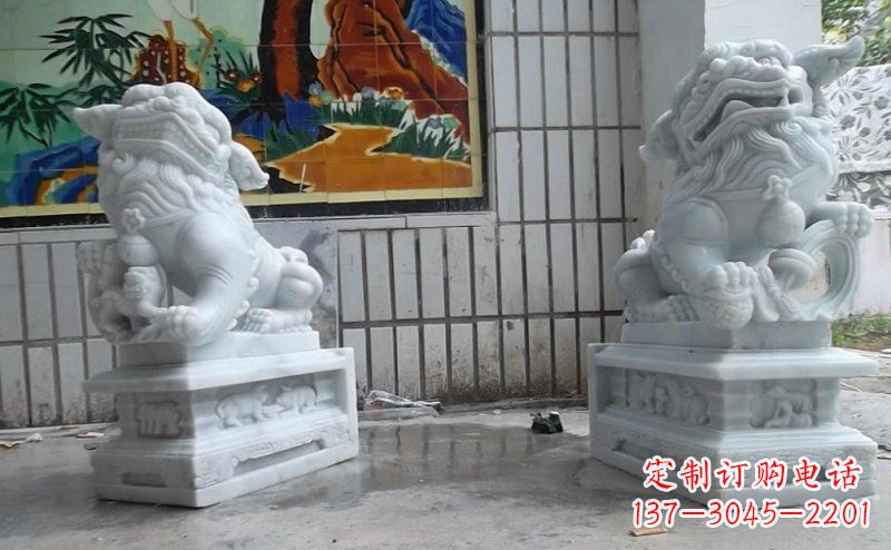 湖北南狮汉白玉狮子石雕