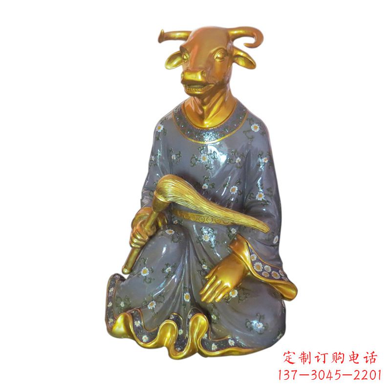 湖北牛-玻璃钢彩绘生肖雕塑