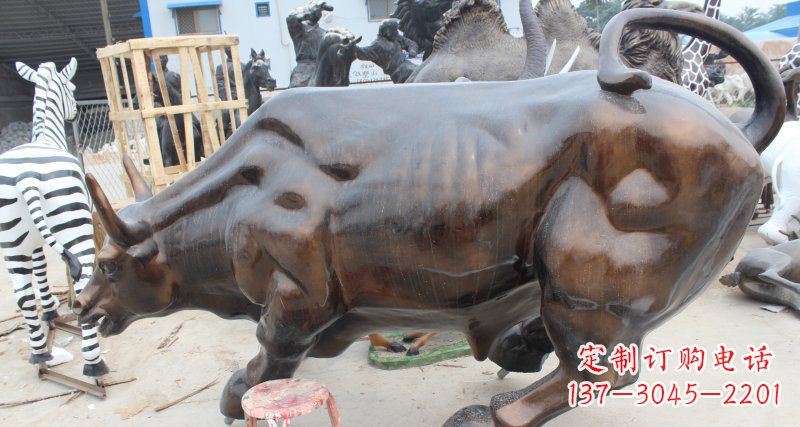 湖北牛玻璃钢仿铜动物雕塑