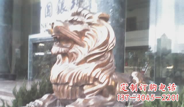 湖北趴着的西洋狮子铜雕 (3)
