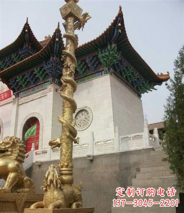 湖北盘龙柱铜雕 (2)