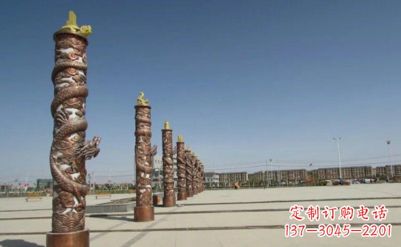 湖北中领雕塑|专业定制盘龙柱广场柱子铜雕