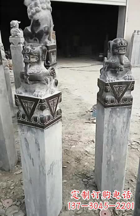 湖北貔貅栓马桩雕塑