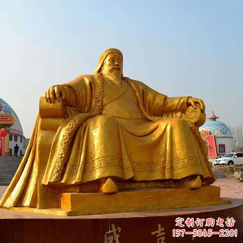 湖北雕刻古代传奇军事家成吉思汗铜雕像
