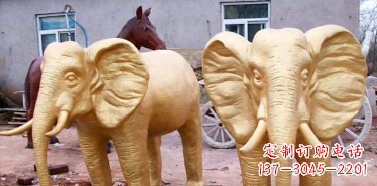 湖北漆金大象雕塑