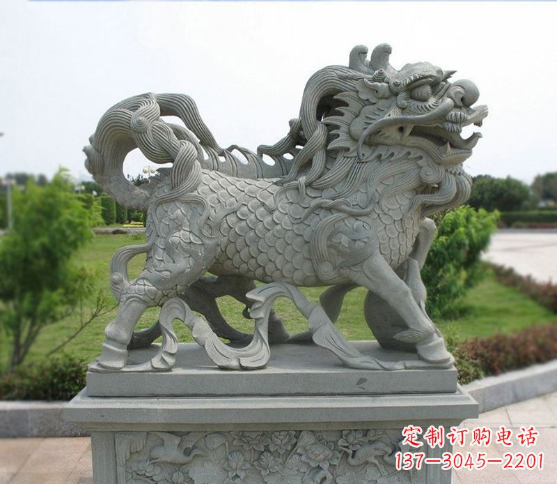 湖北典雅经典,麒麟招财石雕把你的梦想变成现实