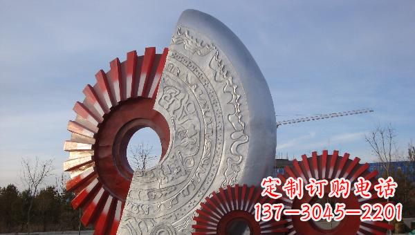 湖北企业不锈钢抽象齿轮雕塑