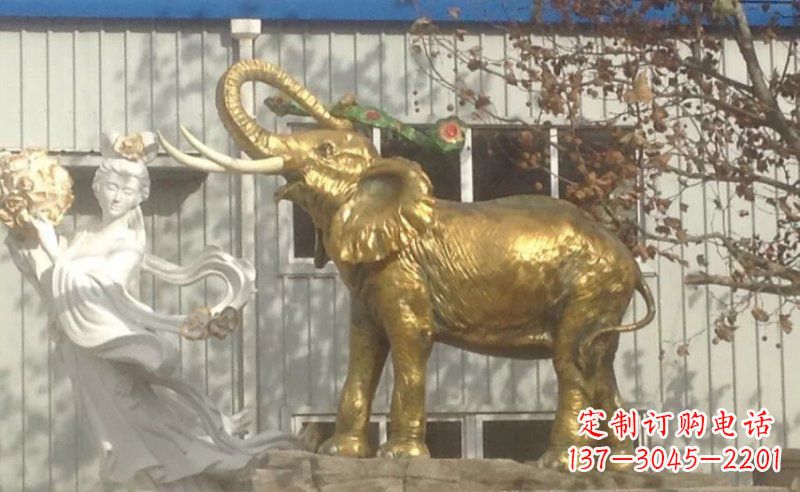 湖北企业大象铸铜动物铜雕