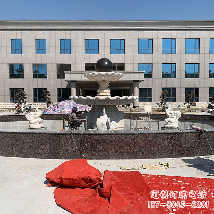 湖北中领雕塑：招财石雕喷泉雕塑