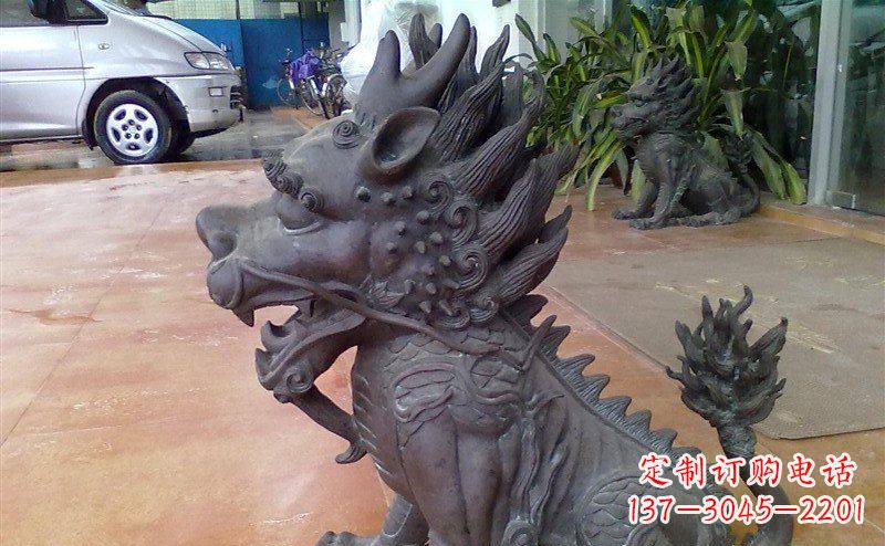 湖北企业门口麒麟铸铜神兽铜雕