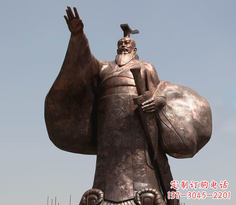 湖北秦始皇铜雕精美塑像，让历史回溯至您身边
