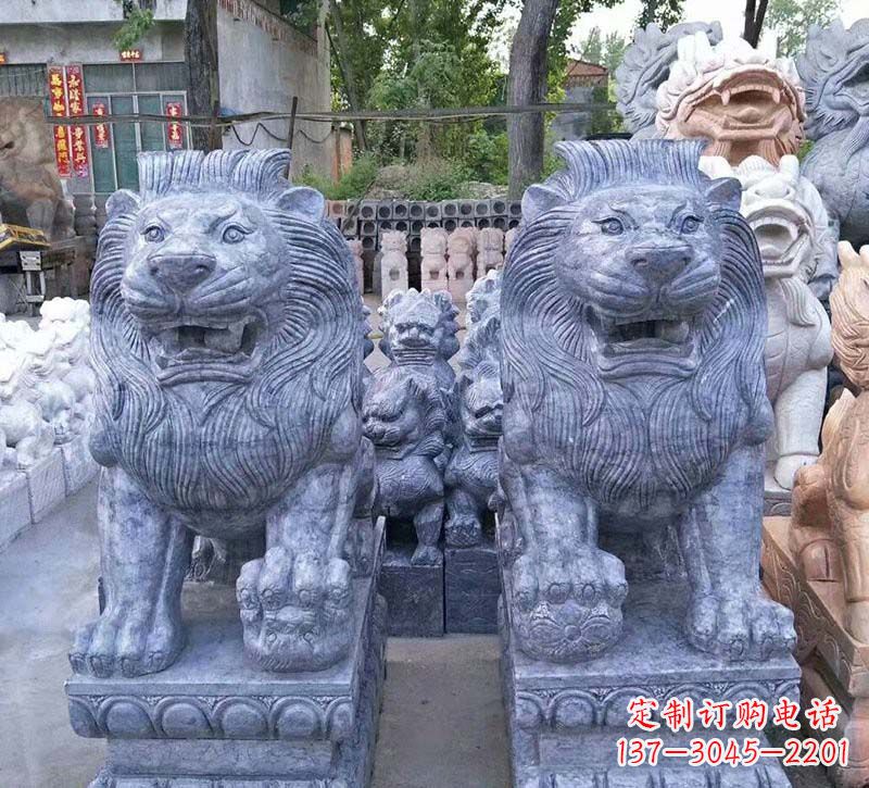 湖北青石仿古西洋狮子石雕，典雅大气