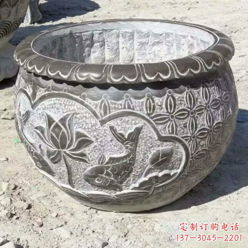 湖北精致青石浮雕水缸,为您打造精美绝伦的定制雕塑