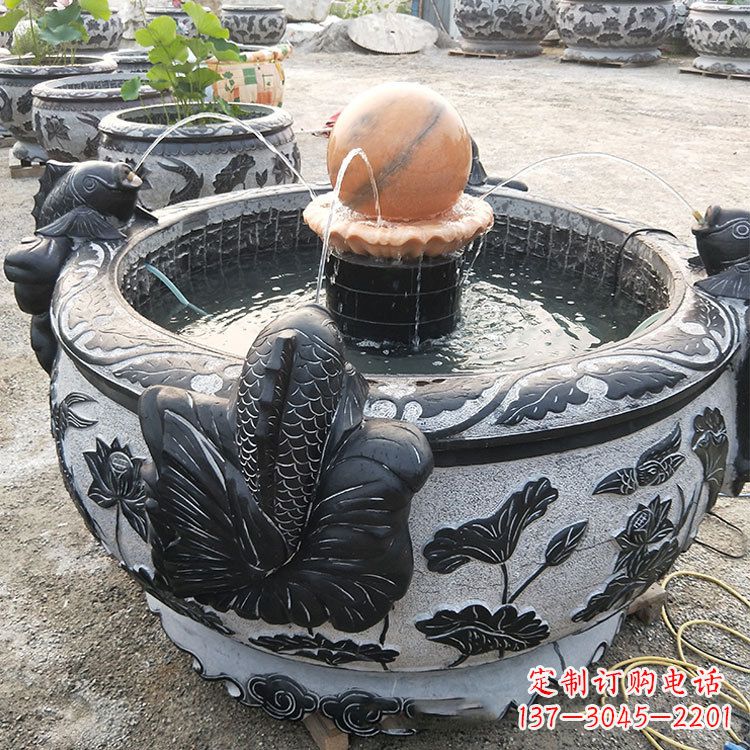 湖北青石鱼缸雕塑，装点您的生活