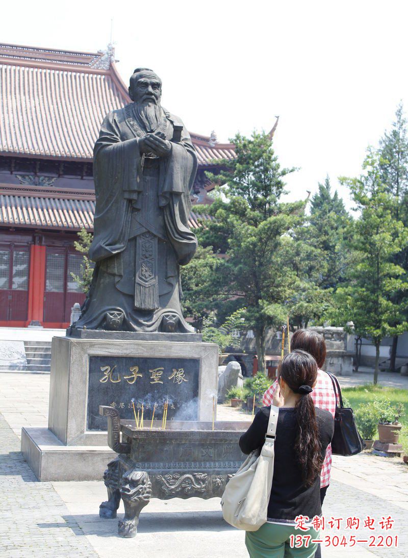 湖北青铜孔子圣像古代名人铜雕