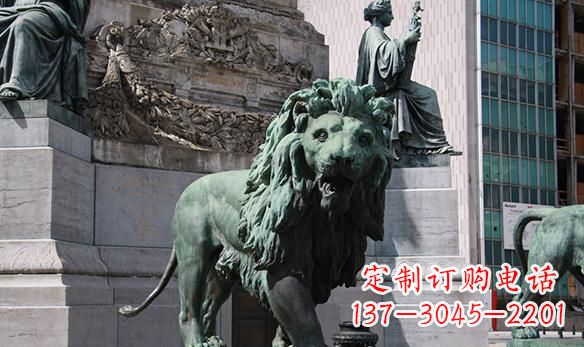 湖北青铜狮子摆件