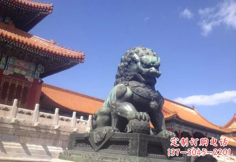 湖北精致青铜狮子雕塑,表达荣耀之美