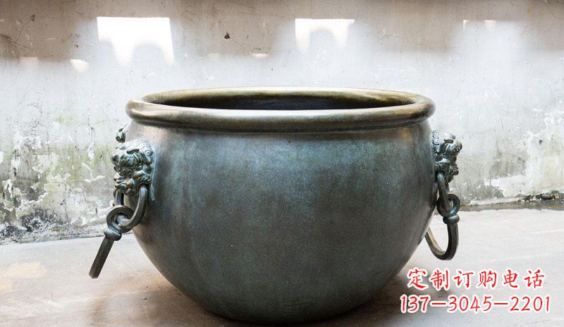 湖北青铜圆形水缸铜雕