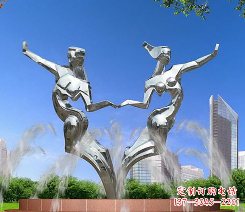 湖北爱情镌刻,不锈钢抽象情侣雕塑