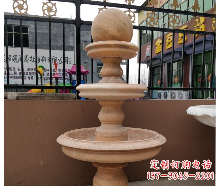 湖北风水球石雕，晚霞红别墅装饰精品
