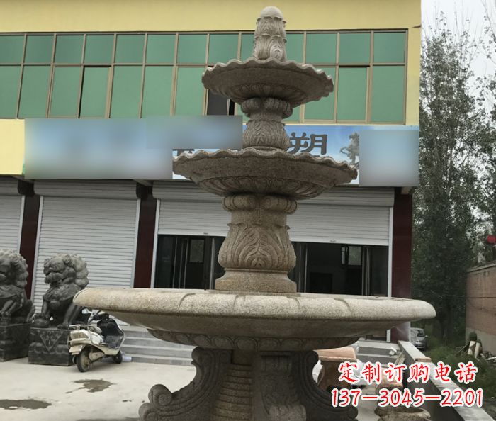 湖北三层砂岩喷泉欧式石雕,定制专属你的雕塑