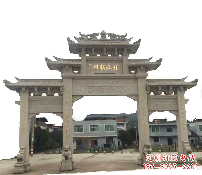 湖北三门牌坊仿古石雕,雕刻精美传承传统
