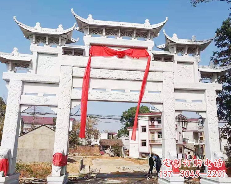 湖北三门三楼石雕牌坊:专业定制牌坊雕塑