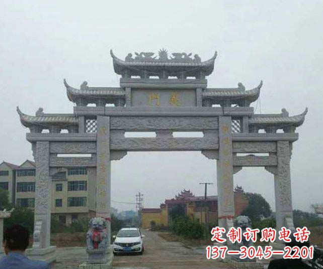 湖北三门五楼仿古牌坊石雕