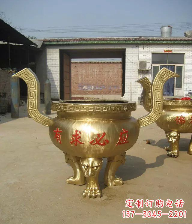 湖北三足香炉寺庙香炉铜雕