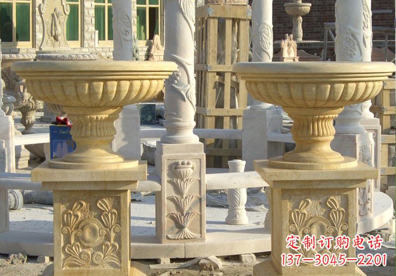 湖北砂岩别墅花盆雕塑