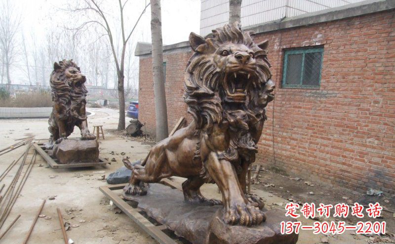 湖北狮子企业动物铜雕
