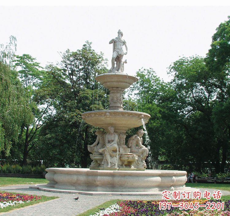 湖北石雕跌水喷泉塑型,给园林增添美感