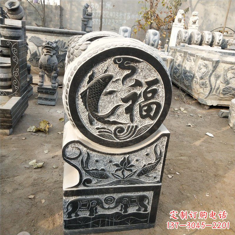 湖北石雕仿古抱鼓门墩