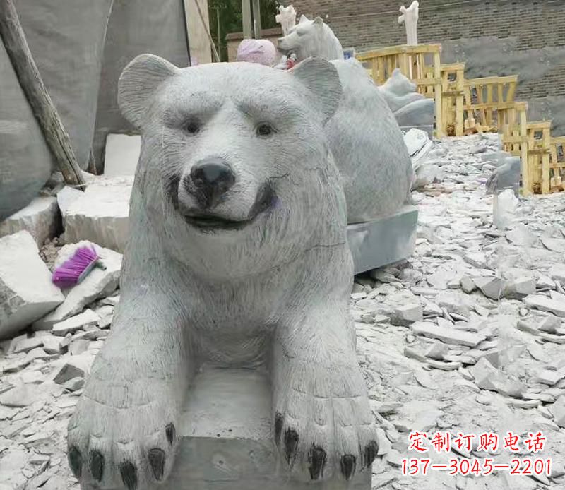 湖北石雕狗熊动物雕塑 