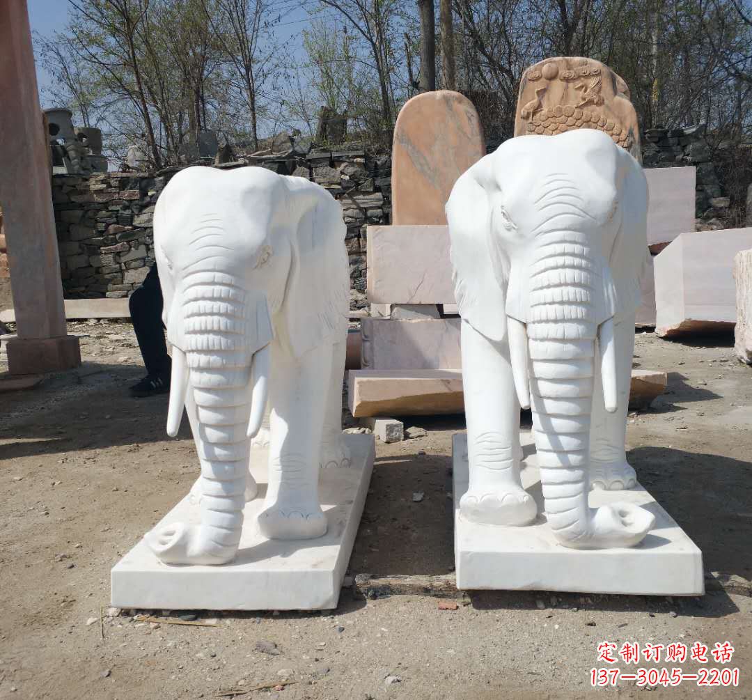 湖北石雕汉白玉大象 (2)