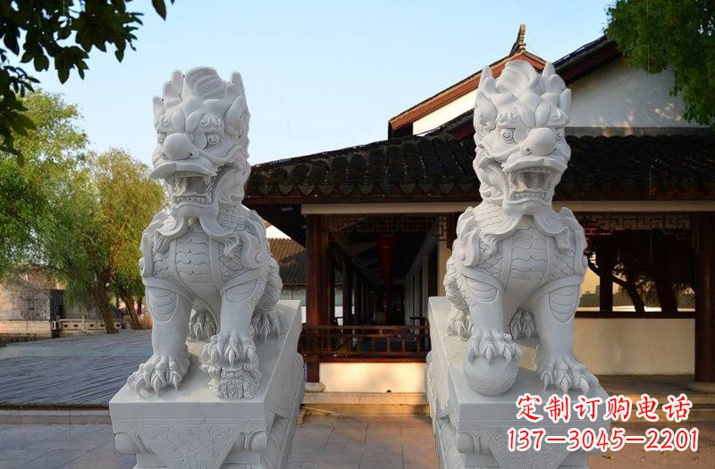 湖北精美汉白玉麒麟雕塑