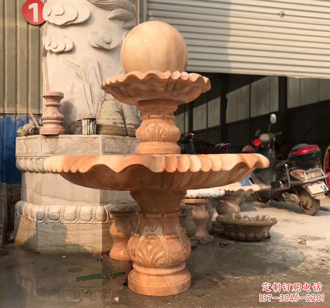 湖北象征祥和的石雕风水球雕塑