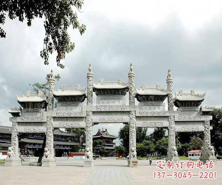 湖北石雕五门牌坊