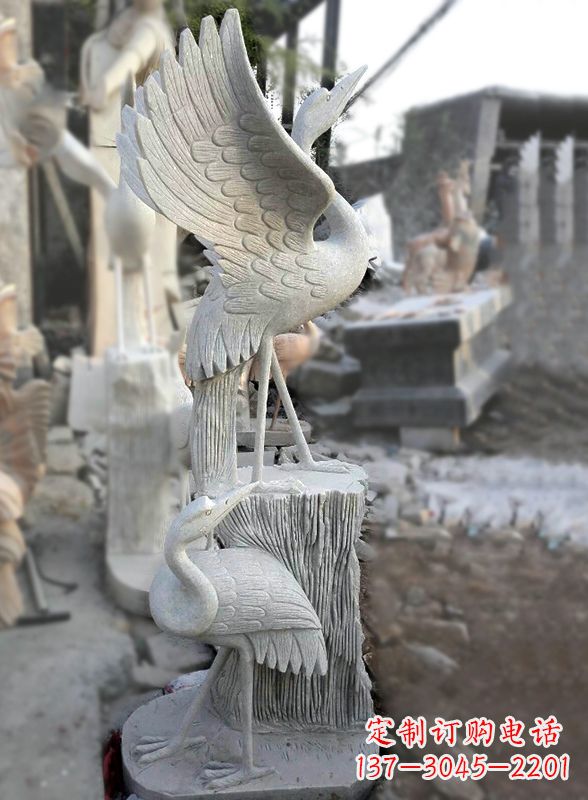 湖北石雕仙鹤景观摆件