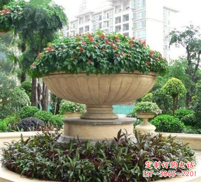 湖北石雕小区花盆