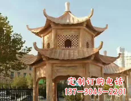 湖北石雕小区景观双层凉亭
