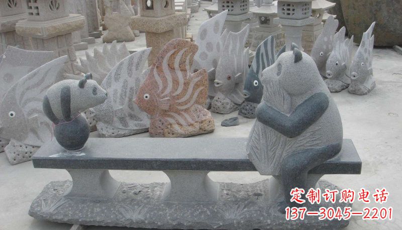 湖北石雕熊猫座椅