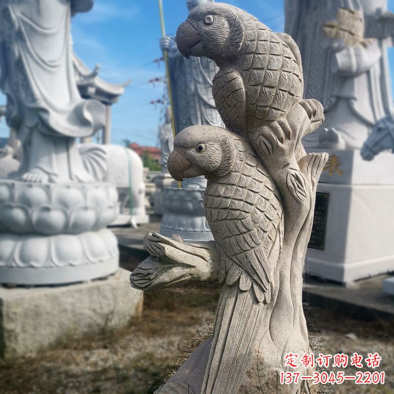 湖北石雕鹦鹉景观雕塑摆件