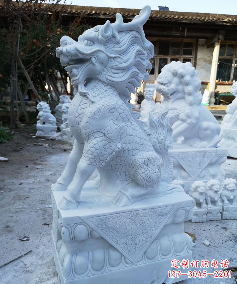 湖北石雕镇宅麒麟动物雕塑